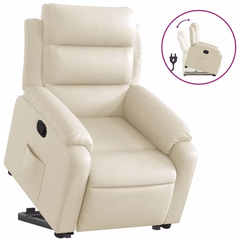 SYFAX™ Poltrona Alzapersona Reclinabile Crema in Pelle finta