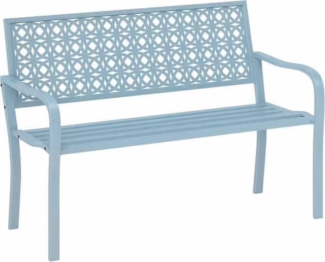 Panca da giardino XYLO in acciaio blu con braccioli