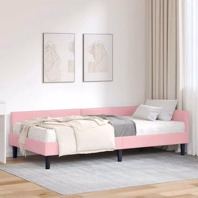 Struttura Letto Angolare con Materasso 2 pz-Giroletto con materasso Grigio Velluto 651227