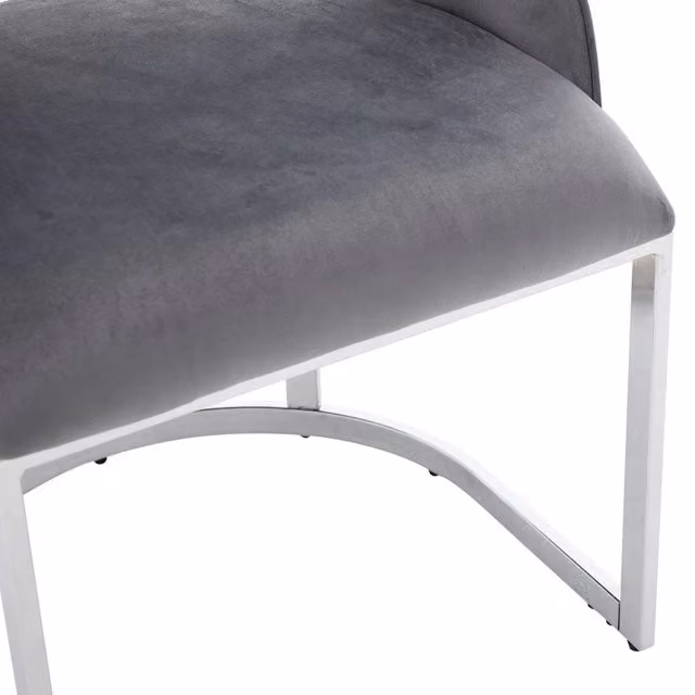 Sedia da sala da pranzo set di 4 con seduta confortevole e gambe metalliche, design moderno, in velluto grigio e argento