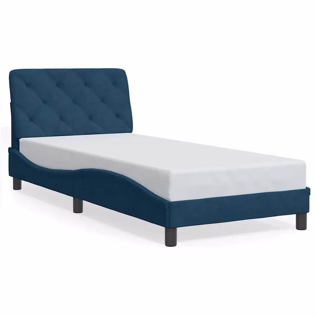 vidaXL Giroletto senza Materasso in Velluto Blu, Dimensioni: 90 x 200 cm – 2