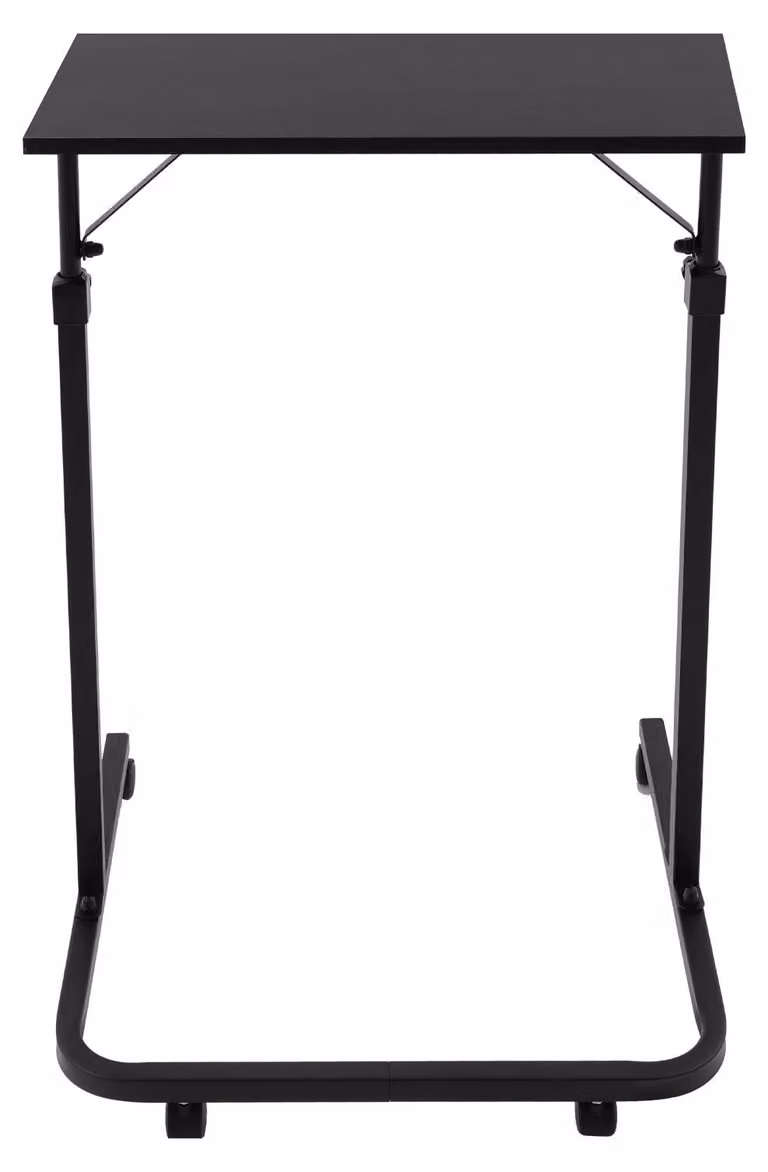 Scrivania per cyclette da indoor cycling - Tavolo per bicicletta con rotelle - Scrivania per fitness - Regolabile in altezza da 91 a 123,5 cm - Piano del tavolo 60 x 30 cm - Colore: nero