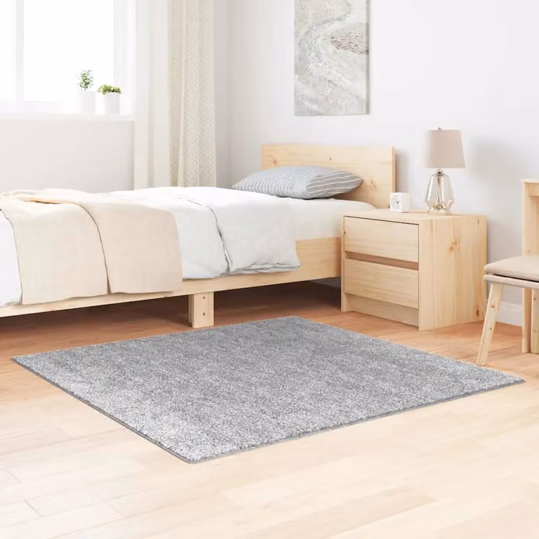 Tappeto Shaggy vidaXL Grigio Antiscivolo e Lavabile in Polipropilene L/P: 120 x 120 cm