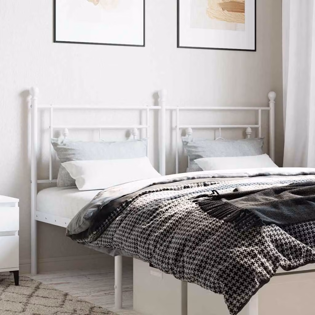 Testiera di ricambio in metallo vidaXL, colore bianco laccato, per letto 160x200 cm