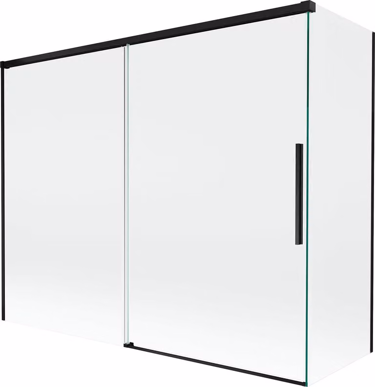 Mexen Rox paravento da vasca da bagno a 2 ante scorrevoli 190 + 80 x 150 cm, trasparente, nero - 8C9-190-080-70-00