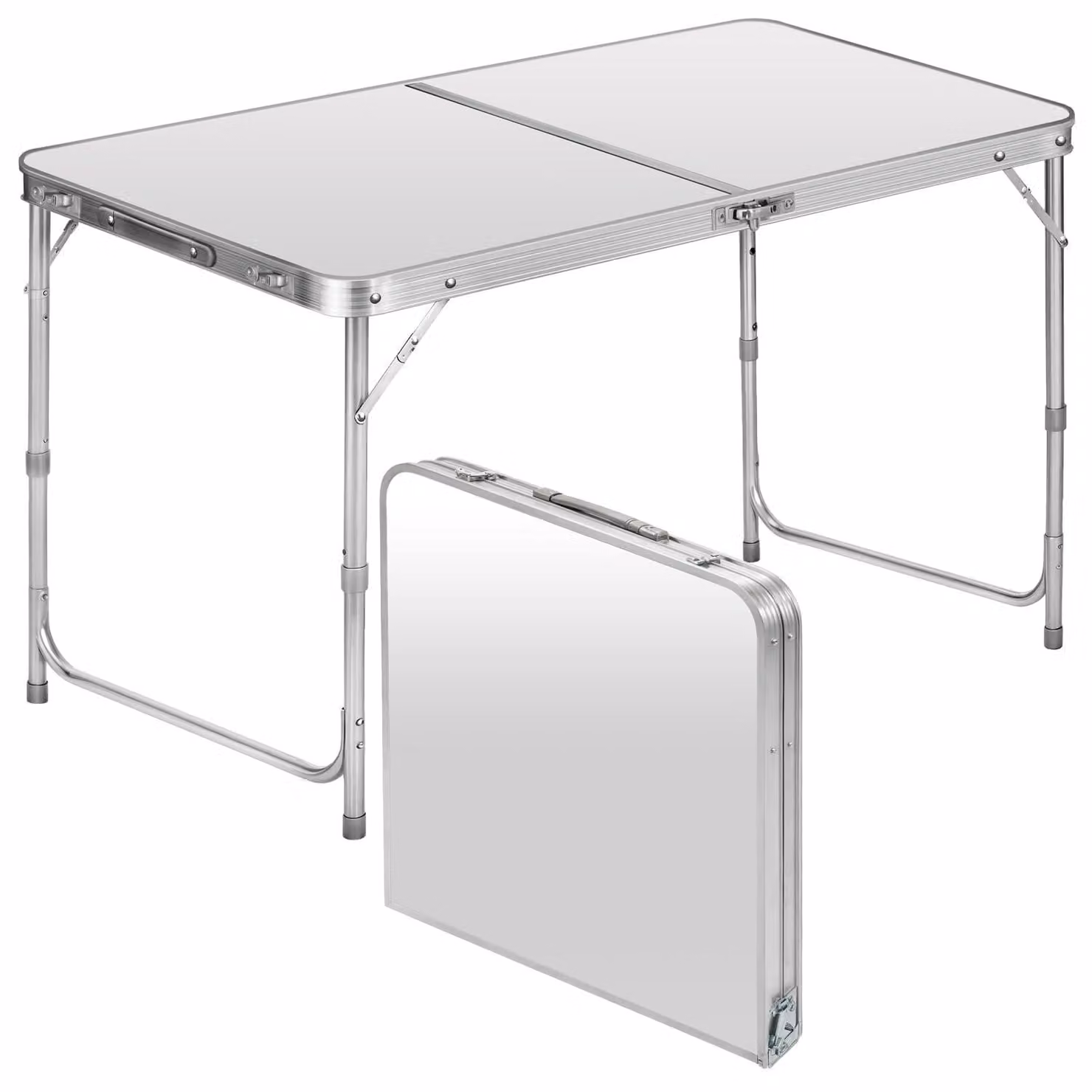 Solidchoice - Tavolo pieghevole multifunzione - Regolabile in altezza, ideale per campeggio e festival (bianco)
