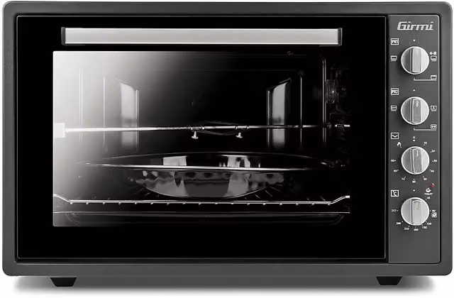 Forno elettrico ventilato Girmi FE58 Grancotto con girarrosto, termostato fino a 300°C e timer, colore grigio, capacità 58 l, potenza 1800 W