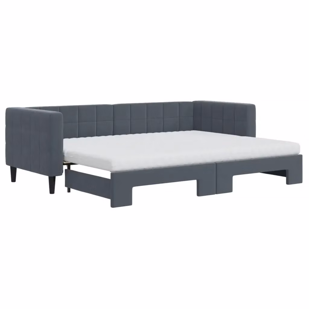 Divano Letto Estraibile vidaXL in Velluto Grigio con Cassetto per Soggiorno e Camera da Letto L/P/H: 223 x 68 x 90 cm – 2