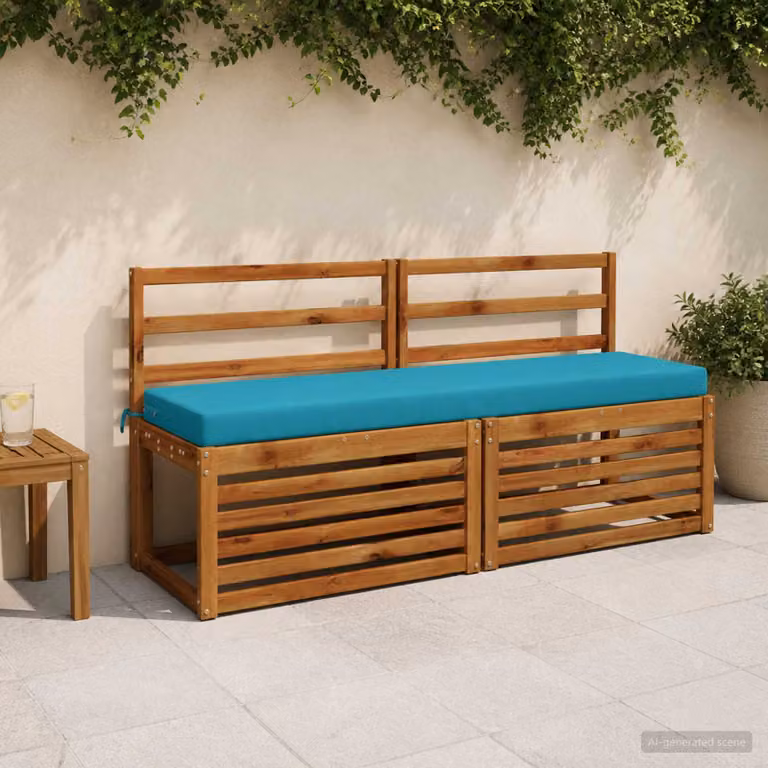 Set di 2 cuscini per panchina vidaXL SOEST in poliestere, colore turchese e blu, forma rettangolare, L 150 x P 40 x H 8 cm