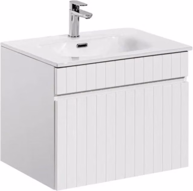 Set ICON bianco: mobile sotto lavabo 60cm + lavabo da incasso in ceramica bianca