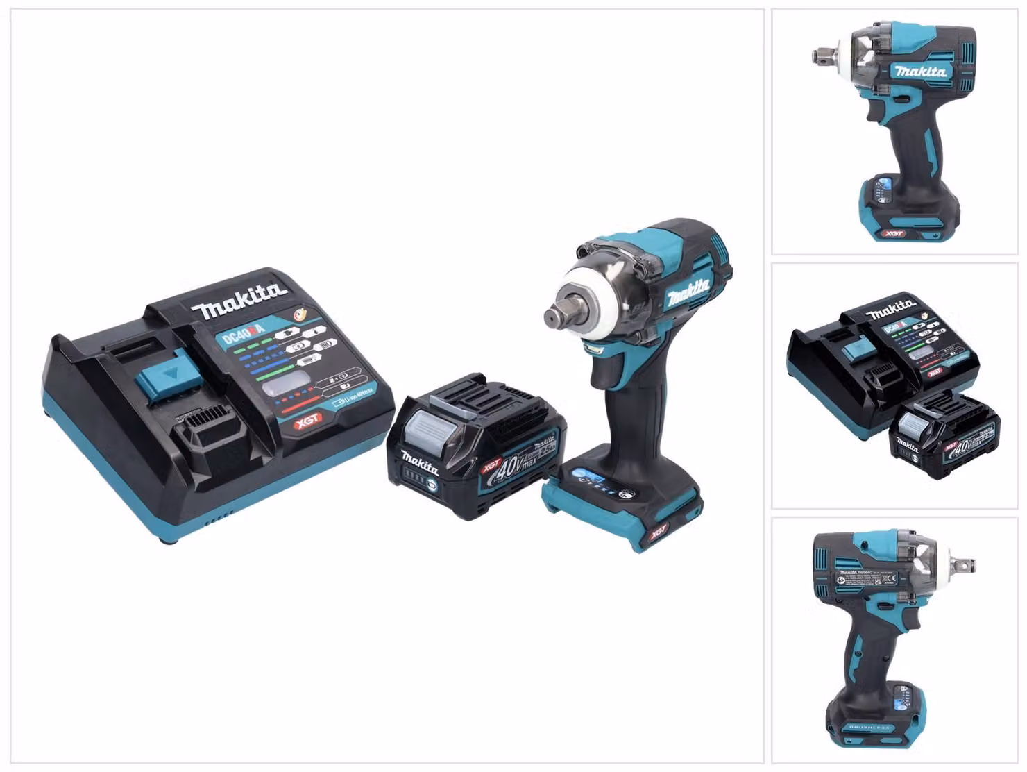 Avvitatore a impatto a batteria Makita TW 004 GD1 40 V max. 1/2" 350 Nm XGT Brushless + 1x batteria 2,5 Ah + caricabatteria