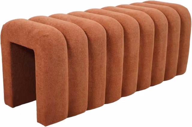 Panca fine letto moderna Sweeek in tessuto arancione L: 114 cm, H: 45 cm, P: 40 cm – 1