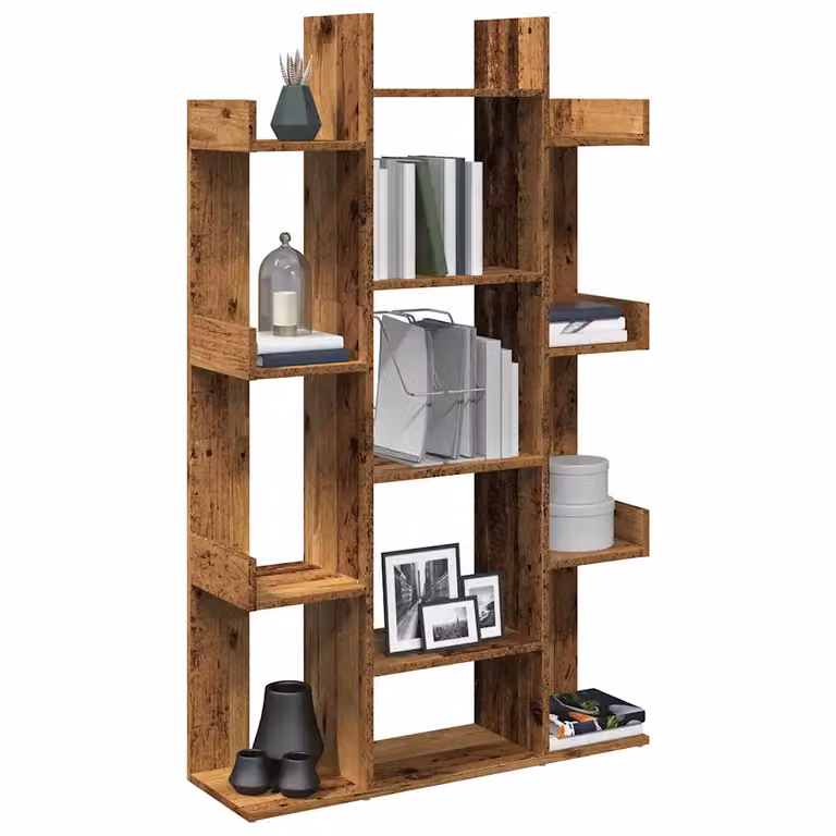 Libreria vidaXL in Legno Multistrato e MDF, Stile Rustico, Colore Marrone, L 86 cm x P 25,5 cm x H 140 cm