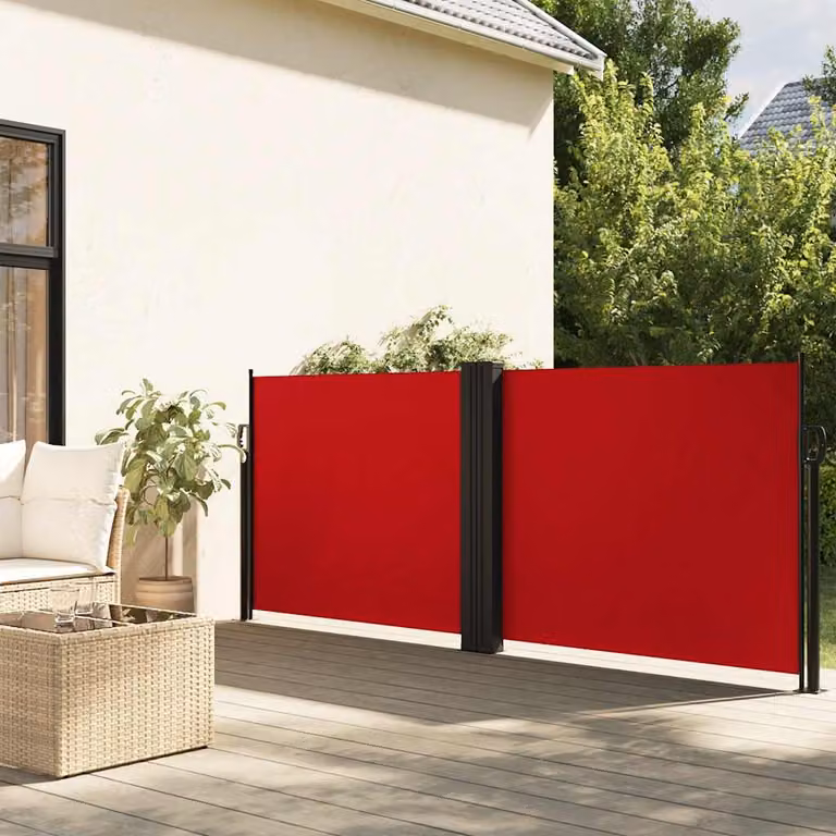 vidaXL Tenda da Sole Laterale Retrattile Rossa in Poliestere e Acciaio L: 600 cm, H: 100 cm