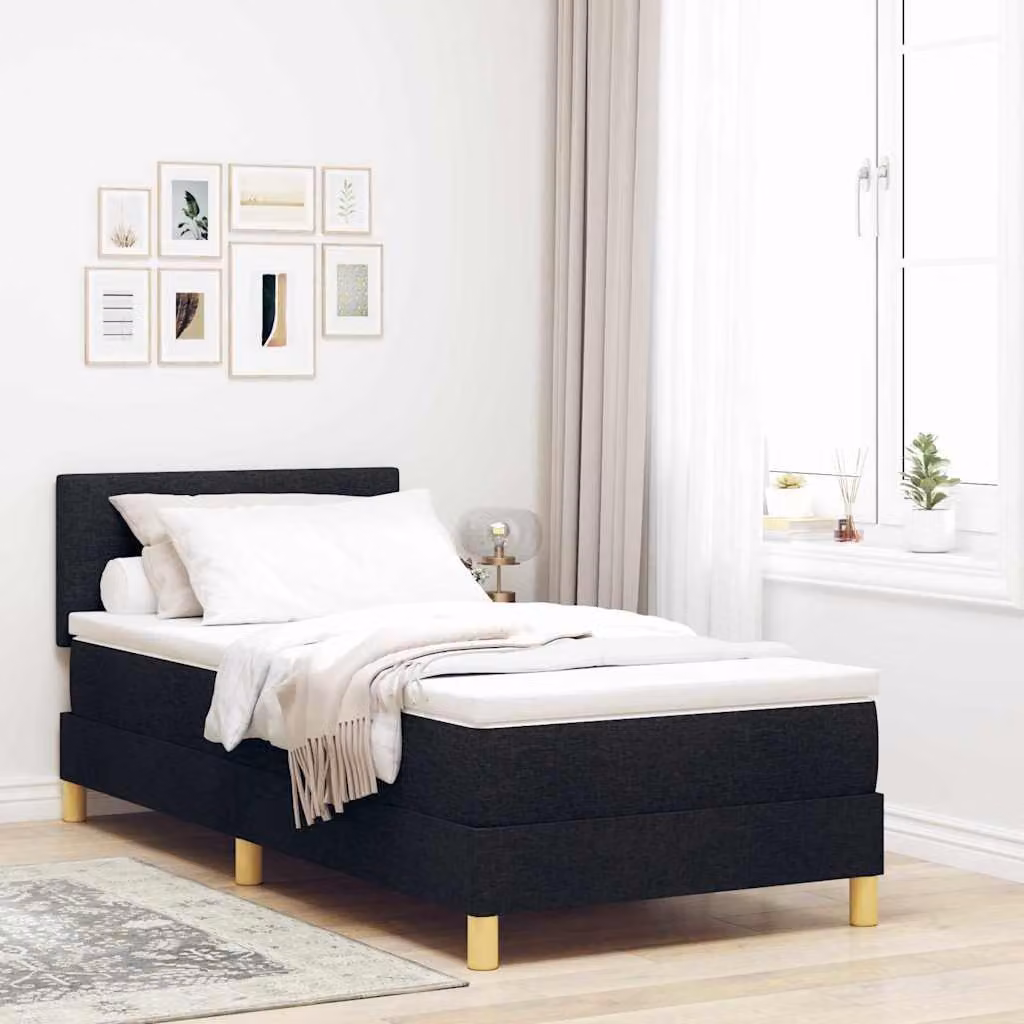 Maison Exclusive - Letto a molle con materasso Nero 90 x 190 cm Tessuto