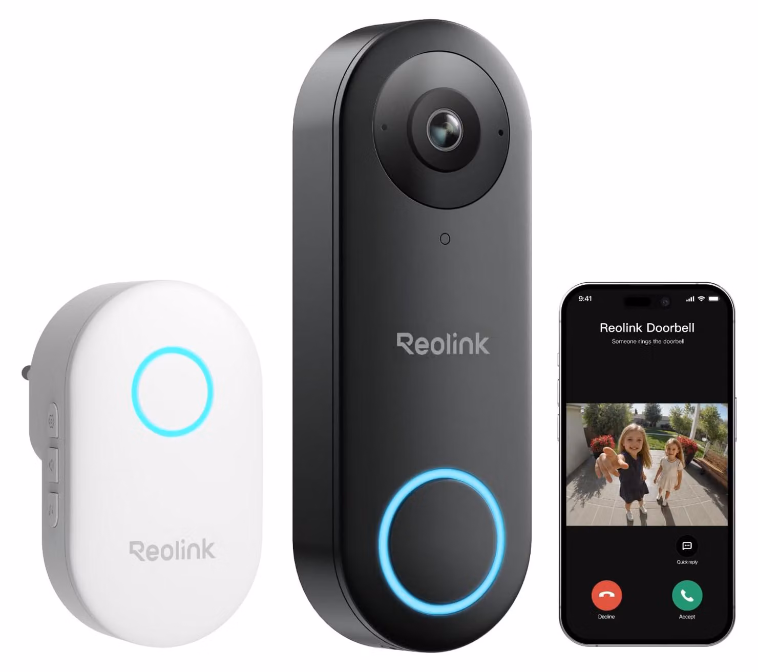 Citofono Reolink con telecamera esterna, risoluzione 2K+, Wi-Fi 2,4/5GHz, resistente alle intemperie