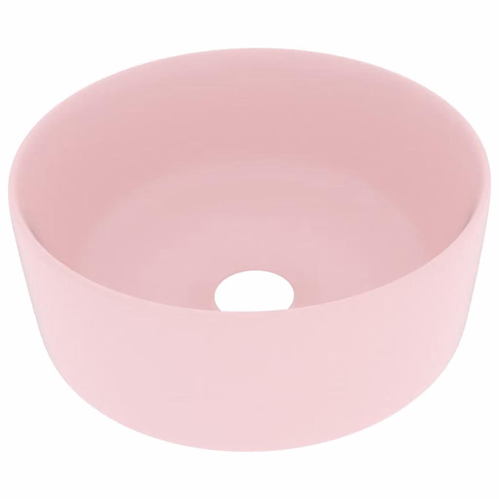 Lavandino Lusso Rotondo Rosa Opaco 40x15 cm in Vetroceramica