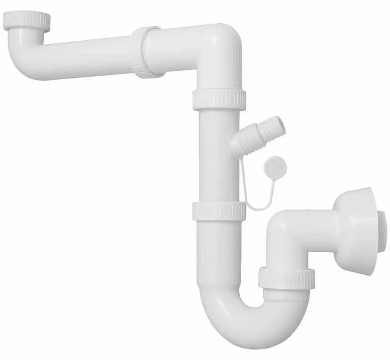Schläfer 4395025 | Sifone Universale 1"1/2 per lavelli - Uscita diam 40mm, Set Sifone a S in Plastica, Scarico Lavandino Autopulente Salvaspazio per Lavello Singolo con Attacco Lavastoviglie Lavatrice