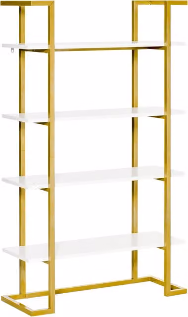 Easycomfort Mobile Libreria a 4 Livelli Rialzato e Multiuso, in MDF e Acciaio, 92x35x152cm