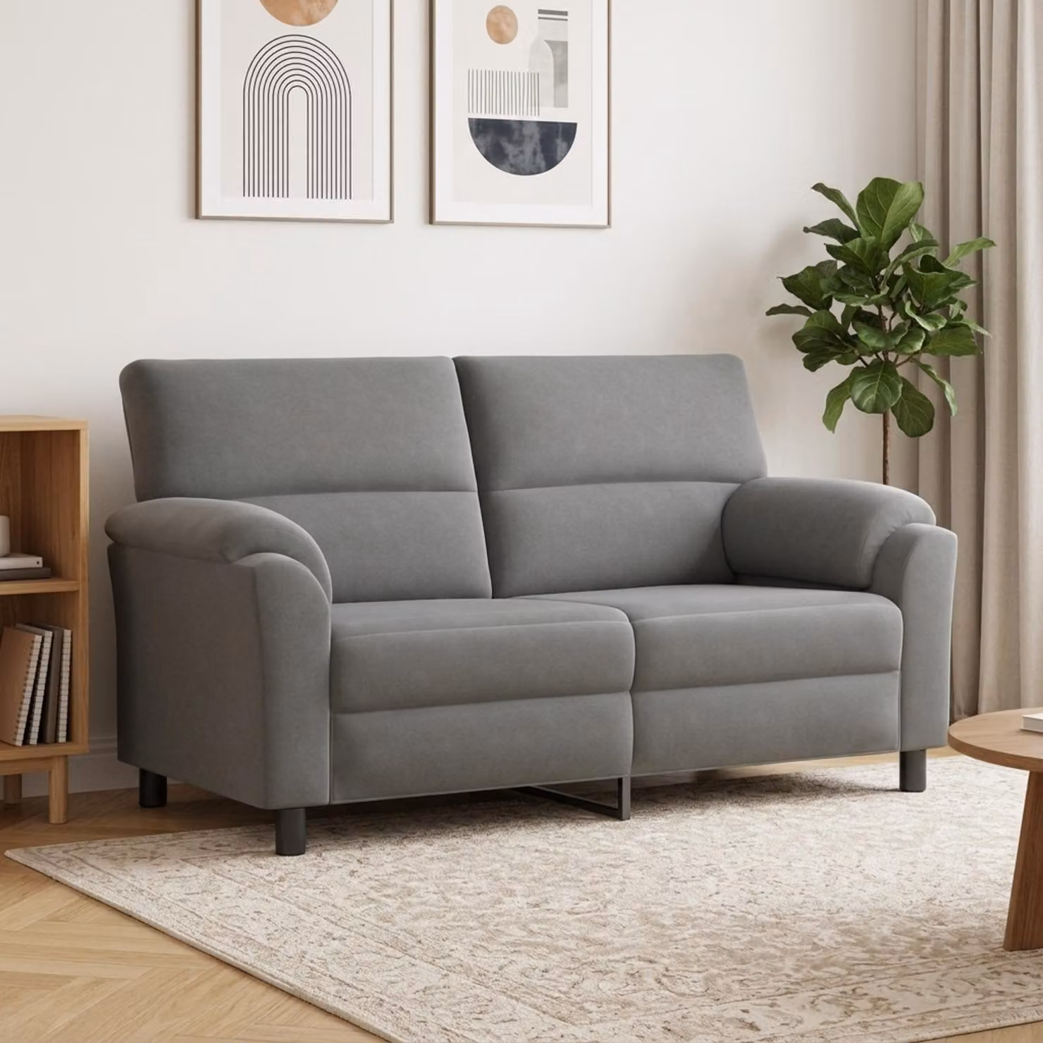 Divano moderno vidaXL in velluto grigio scuro con struttura in metallo L: 174 cm, P: 85 cm, H: 93 cm