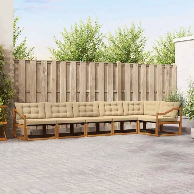 Set di divani da esterno 6 pz Naturale e Beige 3369516