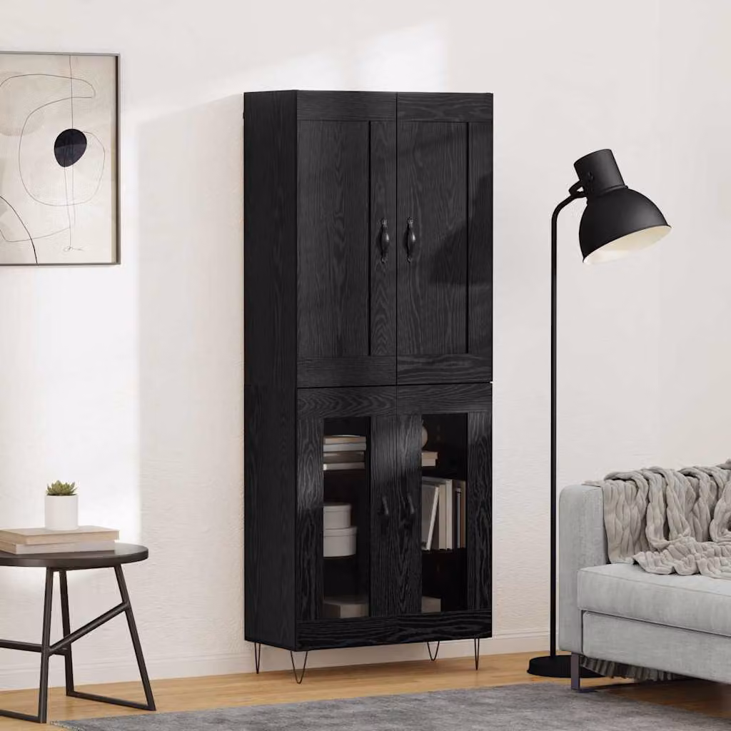 vidaXL Credenza Moderna in Rovere e Nero L: 69,5 cm, P: 34 cm, H: 180 cm – 1