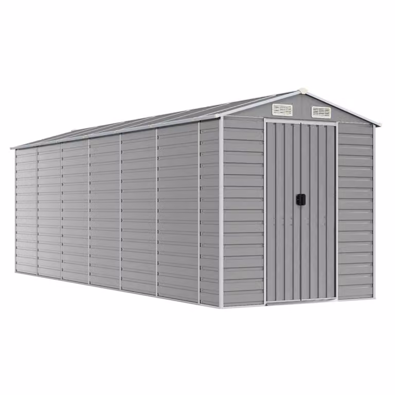 Casetta da giardino grigio chiaro 191x555x198 cm in acciaio zincato