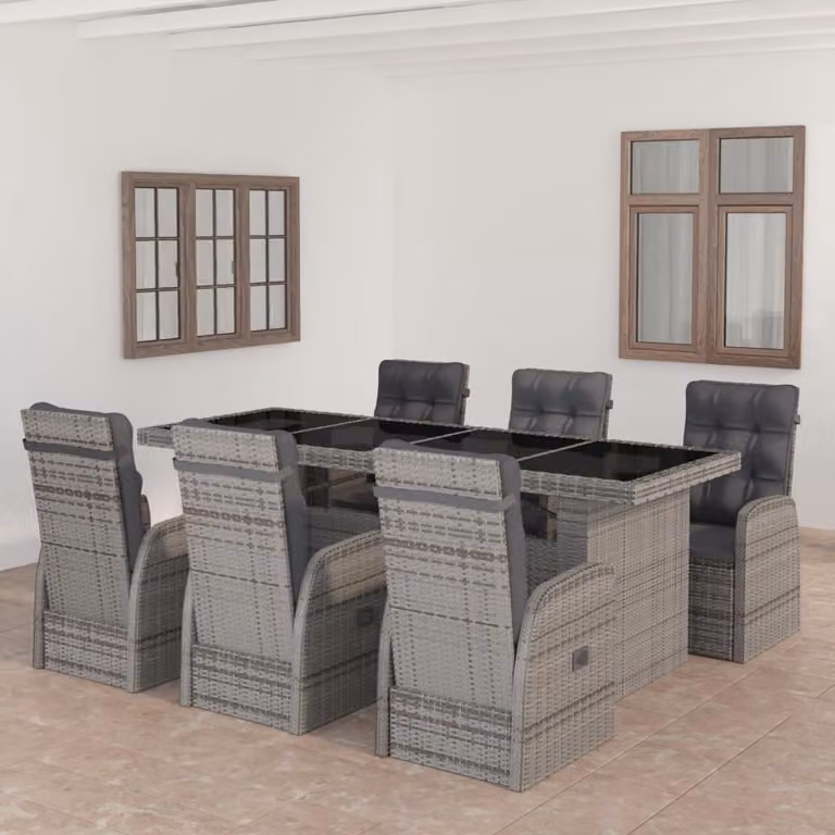 Maison Exclusive - Set da pranzo da giardino 7 pezzi con cuscini in polyrattan grigio