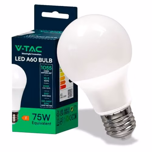 V-TAC Lampadina LED E27 10.5W 100LM/W A60 4000K