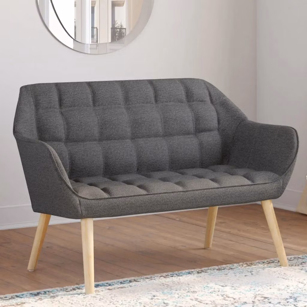 IDMarket Divano Scandinavo Castille a 2 Posti con Funzione Letto, Rivestimento in Tessuto Trapuntato Grigio Antracite, L: 120 cm, P: 77 cm, H: 65 cm – 2
