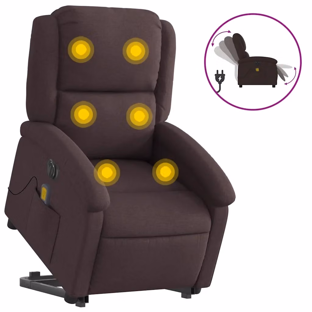 Poltrona Alzapersona con Assistenza Elettrica vidaXL Marrone con Braccioli e Imbottitura in Tessuto – 2