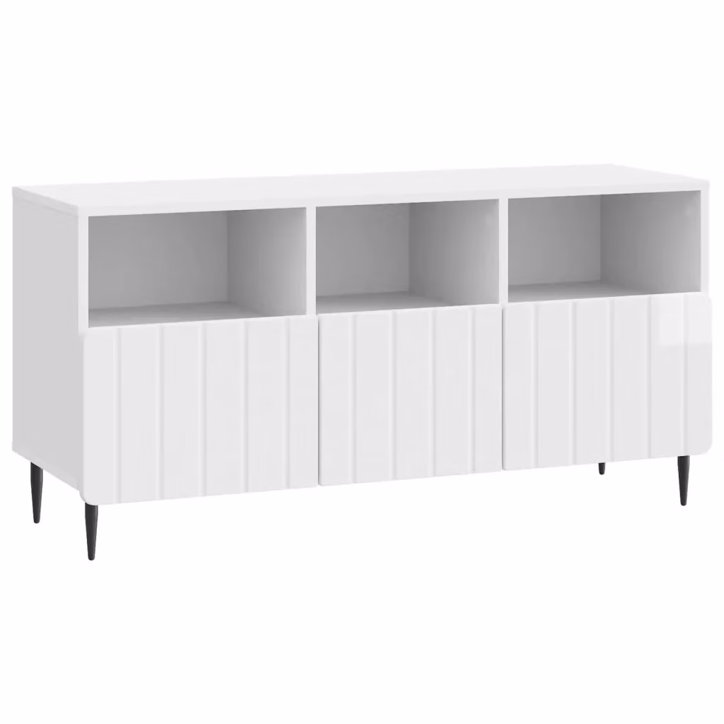 Mobile TV moderno vidaXL bianco lucido in legno e metallo L: 102 cm, P: 34,5 cm, H: 50 cm – 2
