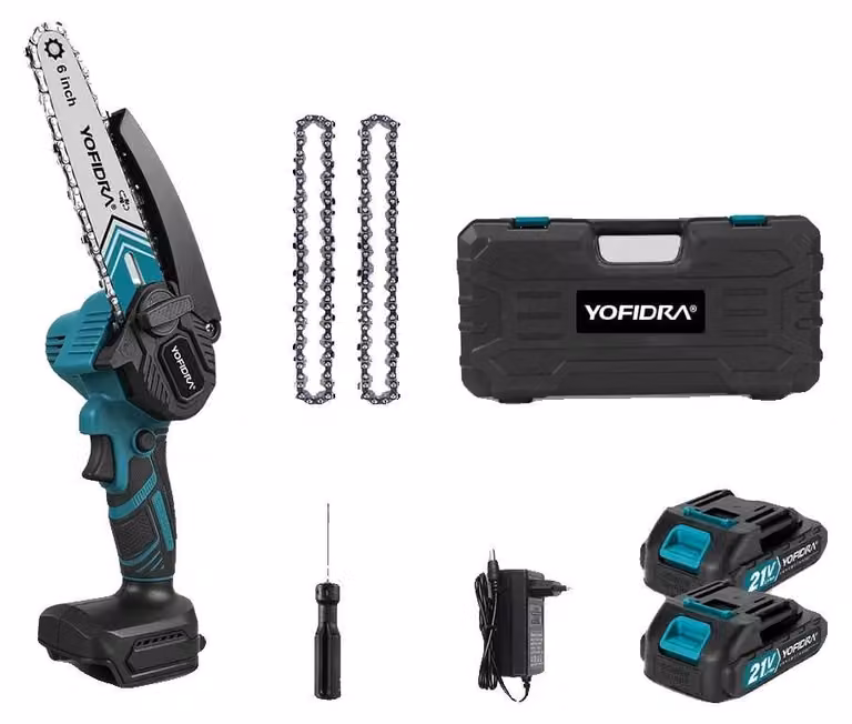 Troncatrice a catena elettrica, motore da 2000W, design portatile, set di 2 batterie
