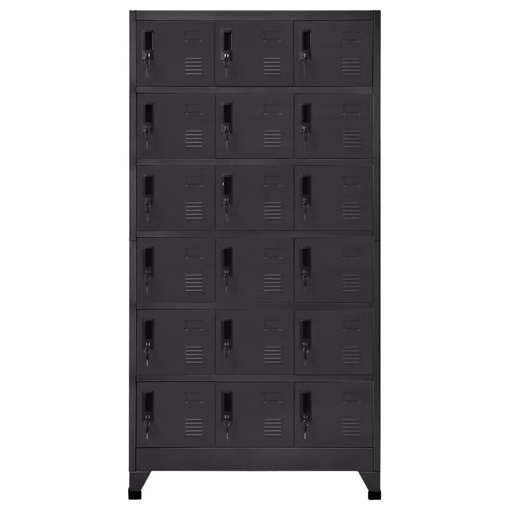 Armadietto da ufficio moderno HELLOSHOP26 in acciaio antracite opaco con ante a battente e serratura, L: 90 cm, P: 40 cm, H: 180 cm – 2