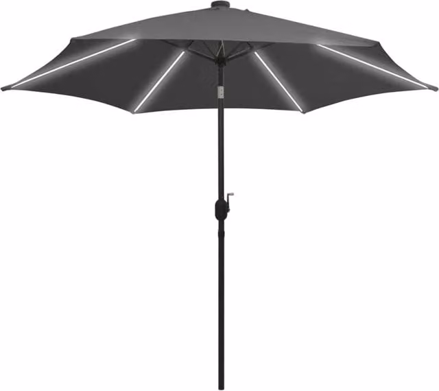 Ombrellone da giardino con luci a LED e palo in alluminio DESIGN IN, colore antracite, diametro: 300 cm