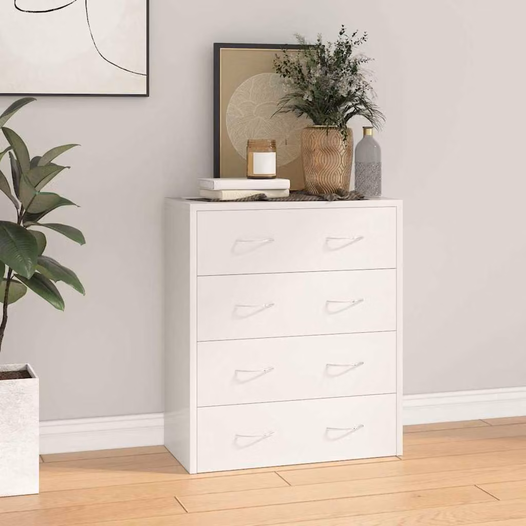 Credenza vidaXL con 4 cassetti in bianco lucido L: 60 cm, P: 30,5 cm, H: 71 cm