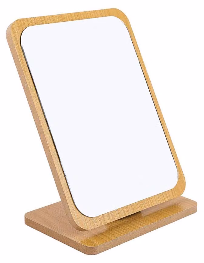 Specchio da tavolo in legno, pieghevole e regolabile, 30 cm, ideale per il trucco