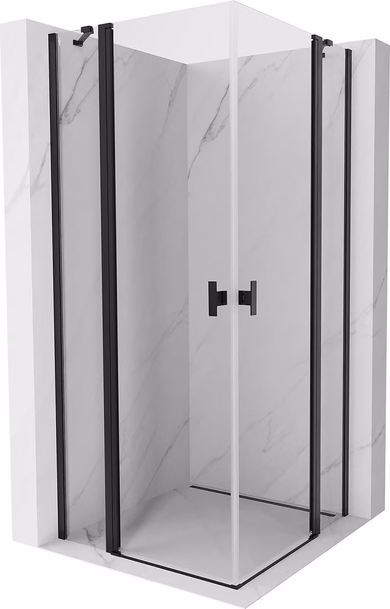 Mexen Mist Duo cabina doccia apribile 100 x 100 cm, trasparente, nera - 8A4-100-100-70-00