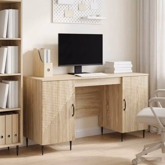 Scrivania moderna vidaXL in legno marrone L: 142,5 cm, P: 50 cm, H: 75 cm