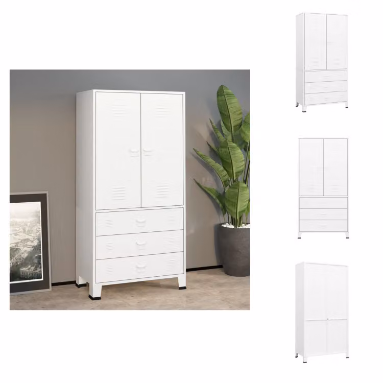 vidaXL Armadio industriale bianco 90x50x180 cm in metallo - Armadi