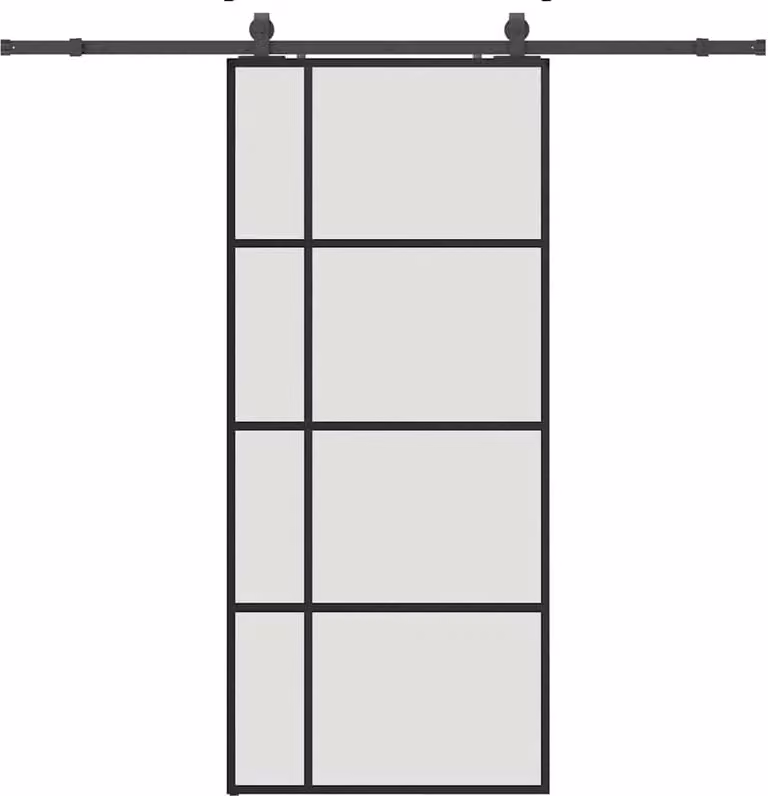 Porta Scorrevole con Ferramenta Nera 90x205 cm in Vetro ESG