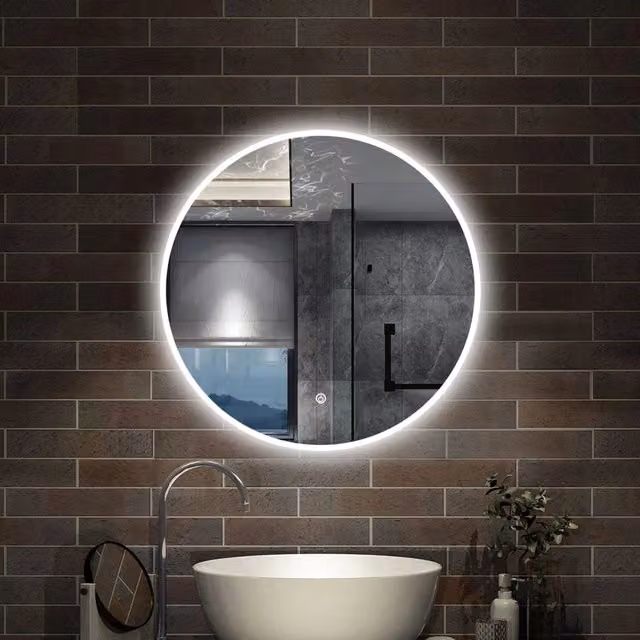 Specchio rotondo Aica Italy retroilluminato con funzione antiappannamento e dimmerabile, Diametro: 80 cm