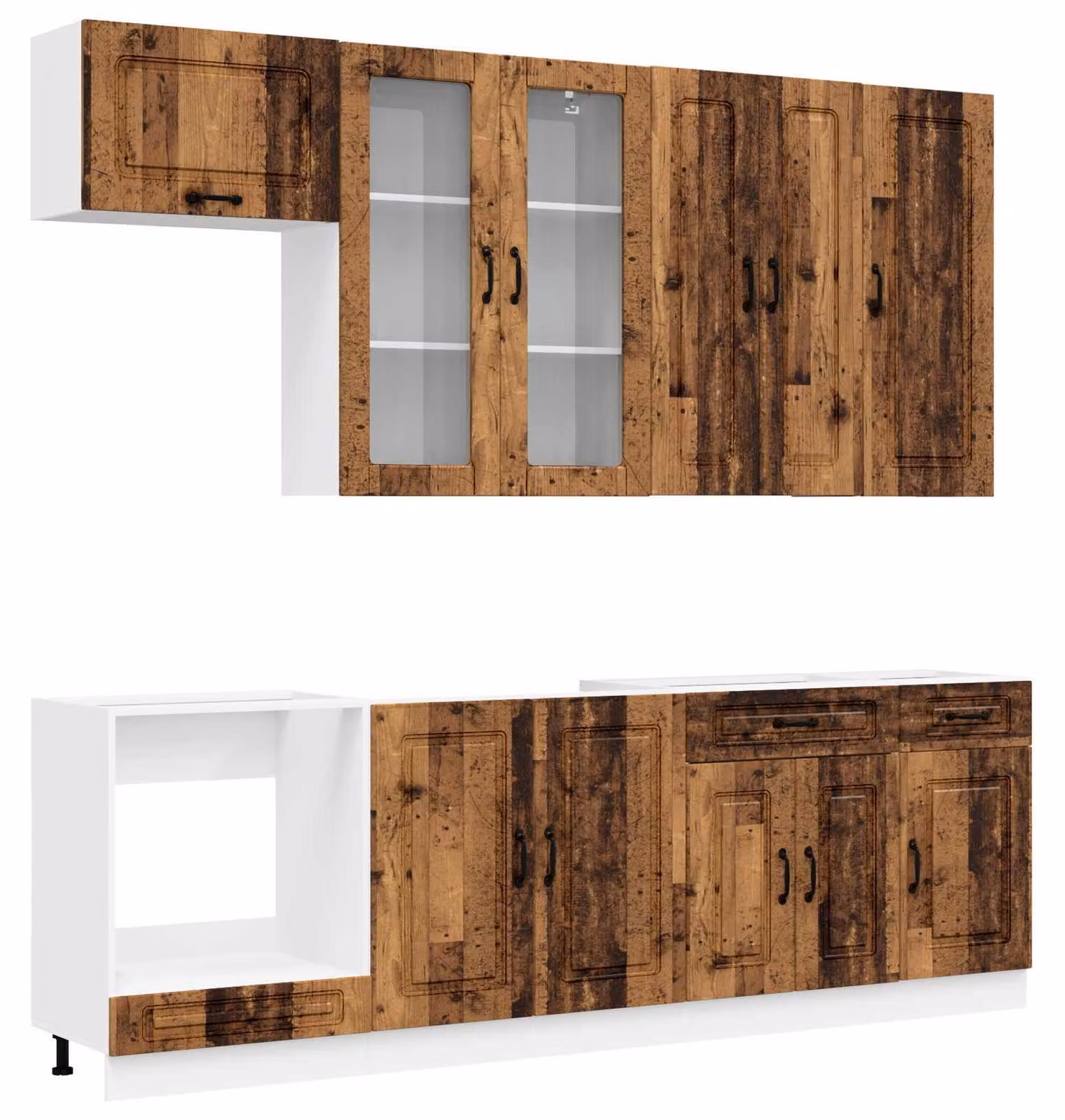 Set da cucina KALMAR, 8 pezzi. Materiale: legno massello riciclato e pannelli di legno