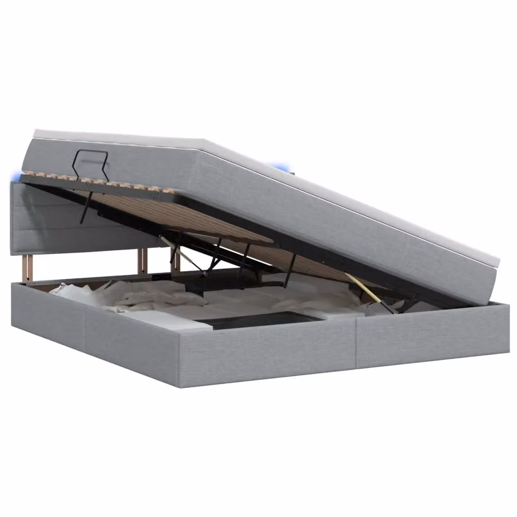 Letto con contenitore e illuminazione LED vidaXL, Grigio, L/P/H: 140 x 200 x 44 cm – 2