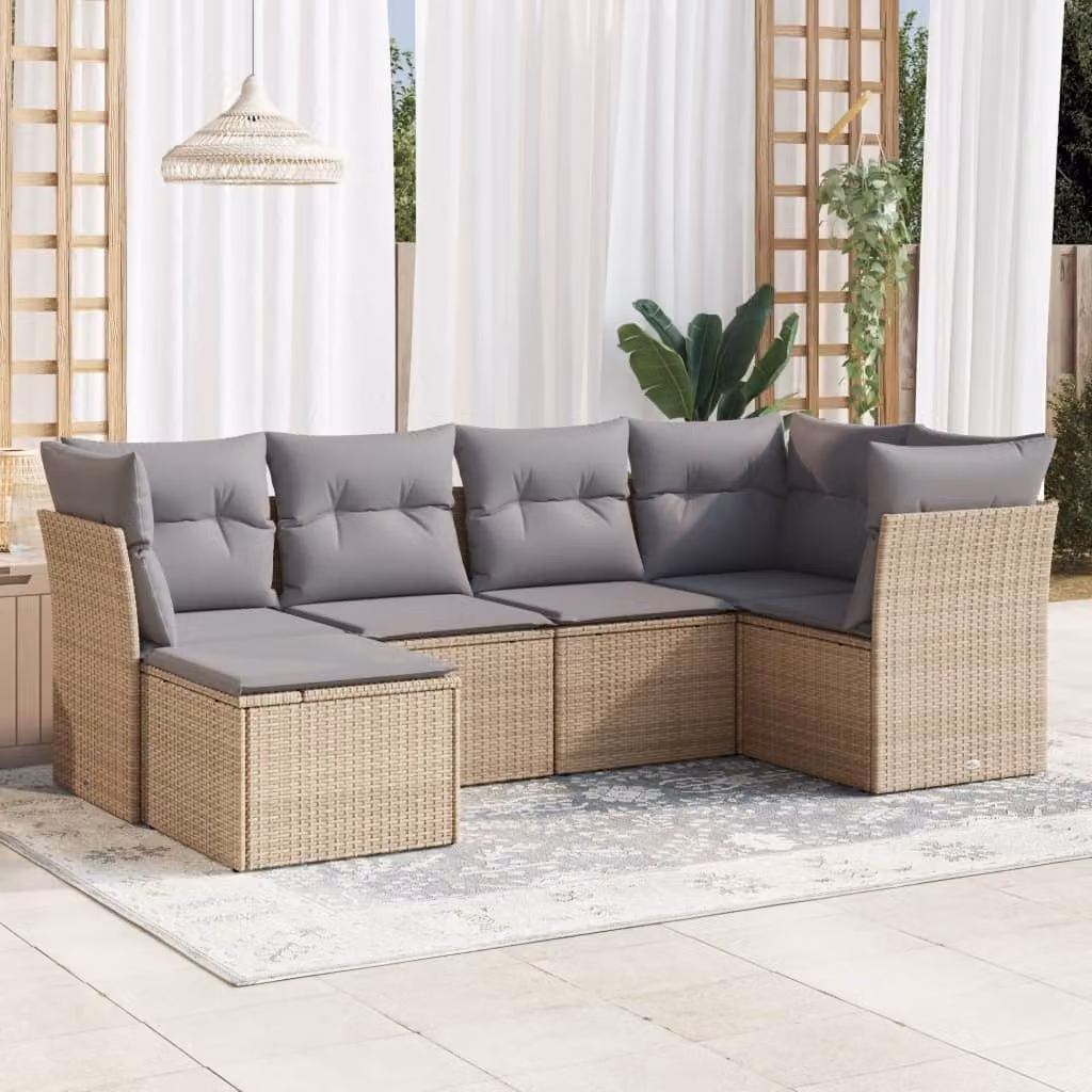 Maison Exclusive - Set Divano da Giardino 6 pz con Cuscini Beige in Polyrattan