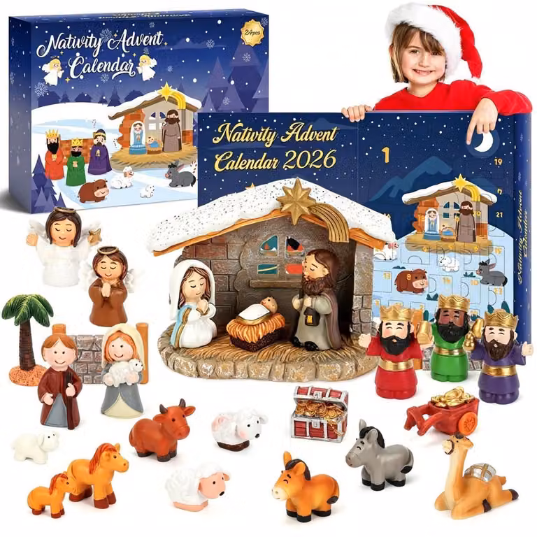 Calendario dell'Avvento a tema presepe per bambini – 24 figure per raccontare la storia del Natale