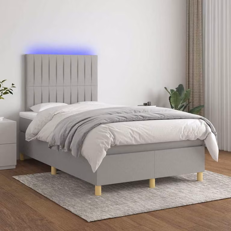Letto Ibrido con Materasso e Illuminazione LED vidaXL, Grigio Chiaro, L/P/H: 120 x 200 x 203 cm