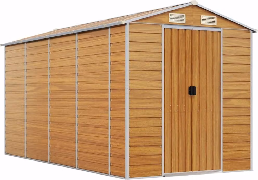 Capanno Giardino Marrone Chiaro 191x385x198cm Acciaio Zincato