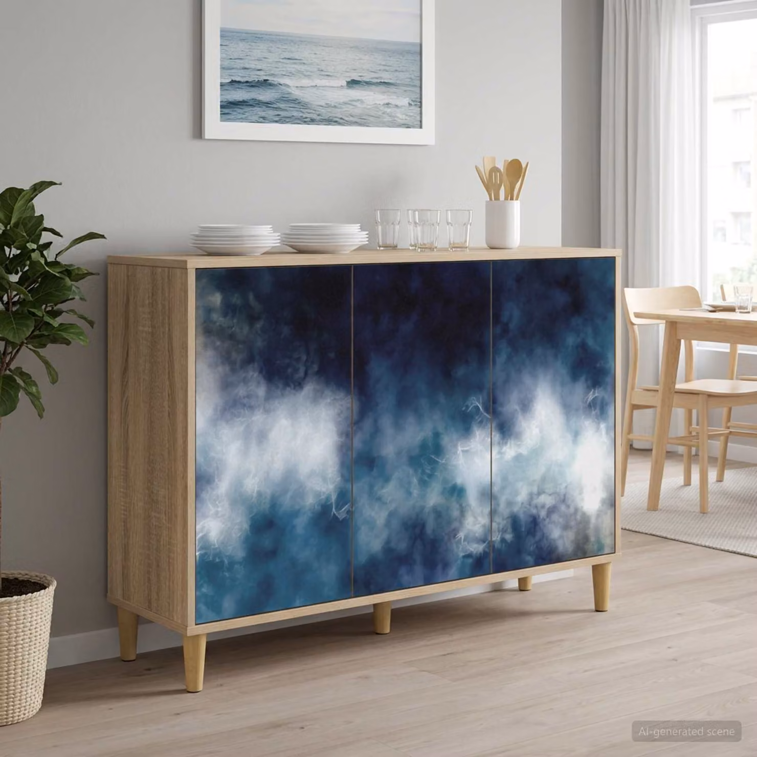 Credenza moderna vidaXL RAALTE in legno ingegnerizzato color Sonoma, L 102 cm x P 33 cm x H 75 cm