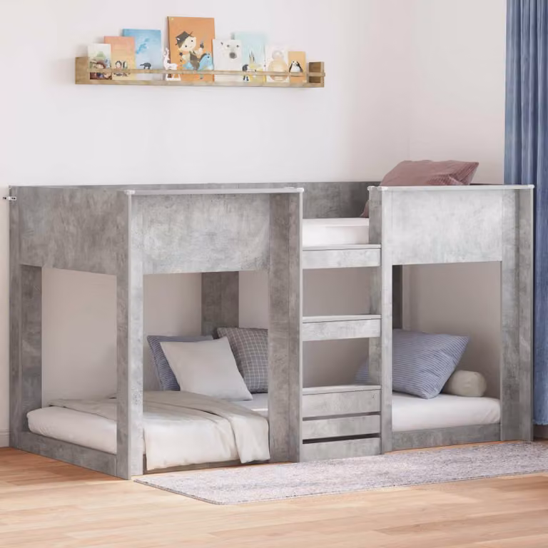 Maison Exclusive - Letto a castello per bambini Grigio cemento 100 x 200 cm Materiale ligneo